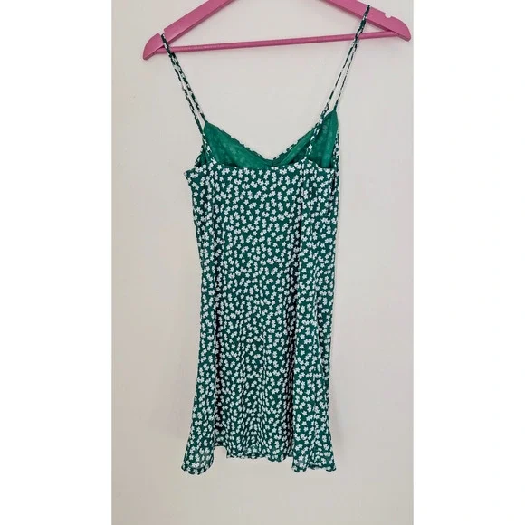 Princess Polly Green White Floral Spaghetti Strap Dress Size 2 - Picture 5 of 7